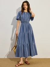 Striped Smocked Waist Tiered Maxi Dress