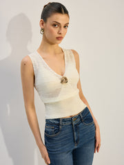 Metal Decor Knit Tank Top