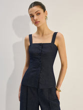 Button-Front Denim Vest Top