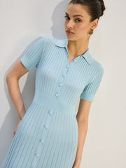 Knit Button-Front Maxi Dress