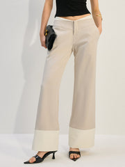 Wide-Leg Low-Waist Pants with Colorblock Hem