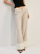Wide-Leg Low-Waist Pants with Colorblock Hem