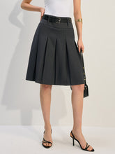 Belted Pleated Skirt