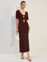 Metal Decor V-Neck Knit Co-ords Set