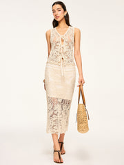 Sheer Crochet Midi Skirt