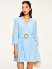 Belted Eyelet Mini Dress