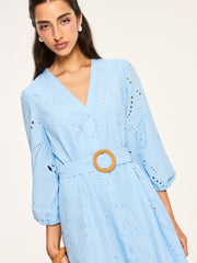 Belted Eyelet Mini Dress