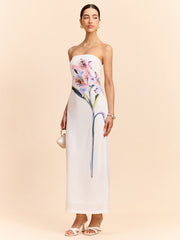 Strapless Floral Print Maxi Dress