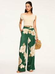 Floral Print Wide-Leg Pants