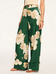 Floral Print Wide-Leg Pants