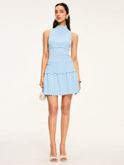 Textured Wavy-Hem Knitted Skirt Set