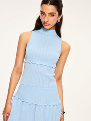 Textured Wavy-Hem Knitted Skirt Set