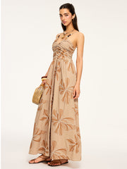 Floral Print Backless Maxi Dress