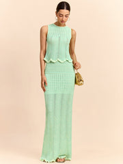 Wave Pattern Sleeveless Knit Top