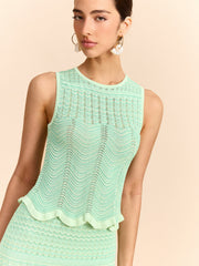 Wave Pattern Sleeveless Knit Top