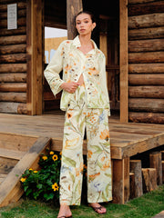 Semi-Sheer Floral Print Button-Up Shirt