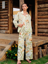 Elastic Waist Mid-Waist Floral Pants