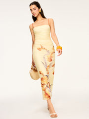Floral Print Ruched Maxi Dress