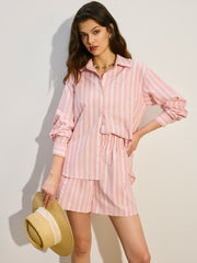 Oversized Striped Shorts Set
