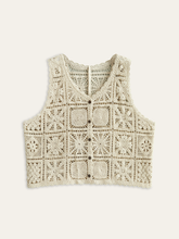 Crochet Knit Vest with Button Front