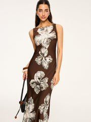 Floral Print Tied Backless Dress
