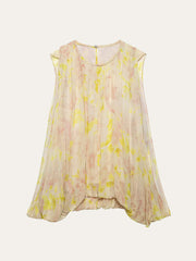 Semi-Sheer Chiffon Floral Drape Sleeve Blouse