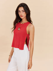 Knit Top With Side Tie Detail