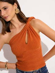 Asymmetrical Knit One-Shoulder Top