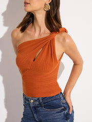 Asymmetrical Knit One-Shoulder Top