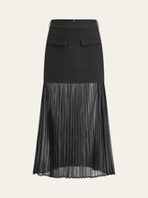 Pleated Mesh Hem Midi Skirt