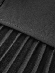 Pleated Mesh Hem Midi Skirt