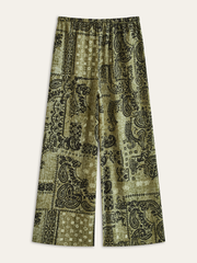 Paisley Print Wide-Leg Pants