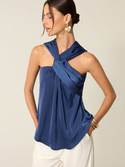 Satin Twist Front Tank Top