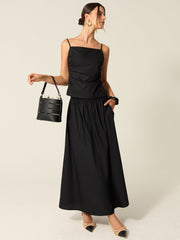 Spaghetti Strap Backless Skirt Set