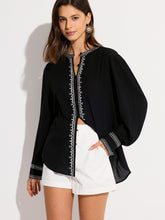 Oversized Embroidered Trim Shirt