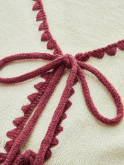 Contrast Trim Tie-Front Knit Vest