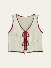 Contrast Trim Tie-Front Knit Vest