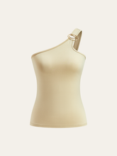 One-Shoulder Ring-Detail Tank Top