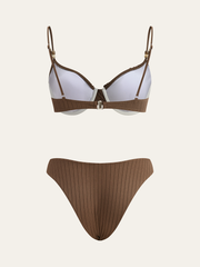 Ribbed Bikini Set with Ruffled Detailing