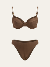 Ribbed Bikini Set with Ruffled Detailing