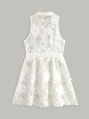 Semi Sheer 3D Flowers Mini Dress