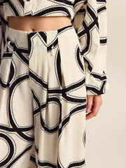 Semi-Sheer Patterned Wide-Leg Pants