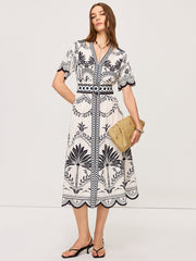 Boho Floral V-Neck Midi Dress