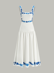 Bow Back Print Midi Dress