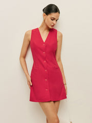 Cotton Buttoned Pockets Dress
