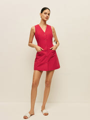 Cotton Buttoned Pockets Dress