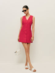 Cotton Buttoned Pockets Dress