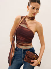 Dradient Top With Scarf-Detail