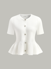 Short-Sleeved Peplum Cardigan