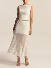 Semi-Sheer Pleated Midi Skirt